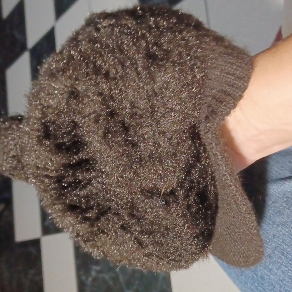 Vintage Faux Fur Cap, shiny brown, pompom, crochet - Picture 1 of 5